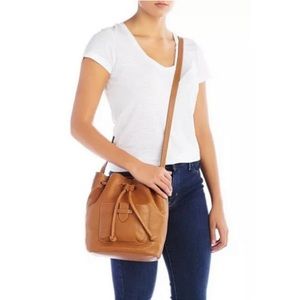 Frye Olivia Bucket Bag Drawstring Shoulder or Crossbody in Cognac leather